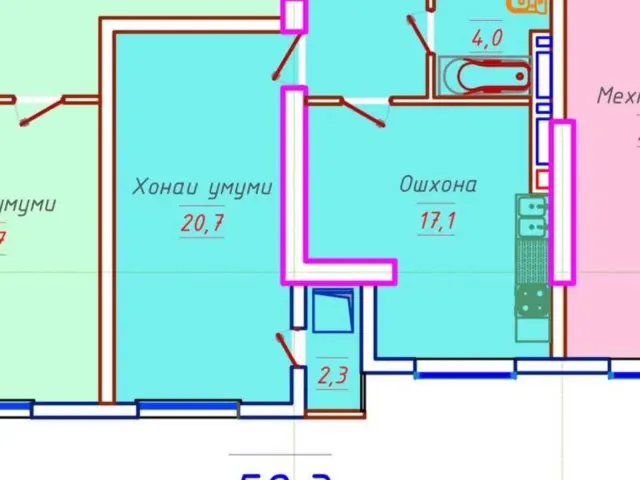 1-комн. квартира, 59 м², 15/16 эт., Шоҳмансур, Душанбе (Шоҳмансур)