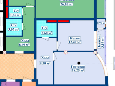1-комн. квартира, 10 этаж, 64 м², Славянский университет